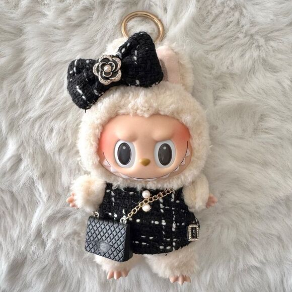 ⚡️FLASH SALE⚡️Labubu Outfit - Tweed Dress and bow set in Black (3 in 1) - Picture 1 of 5